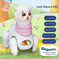Jouet lumineux et musical, à tirer, pour l'apprentissage de la tête levée, chasse électrique, entraînement à la marche à quatre pattes, animal mignon (Alpaca - Boîte couleur)