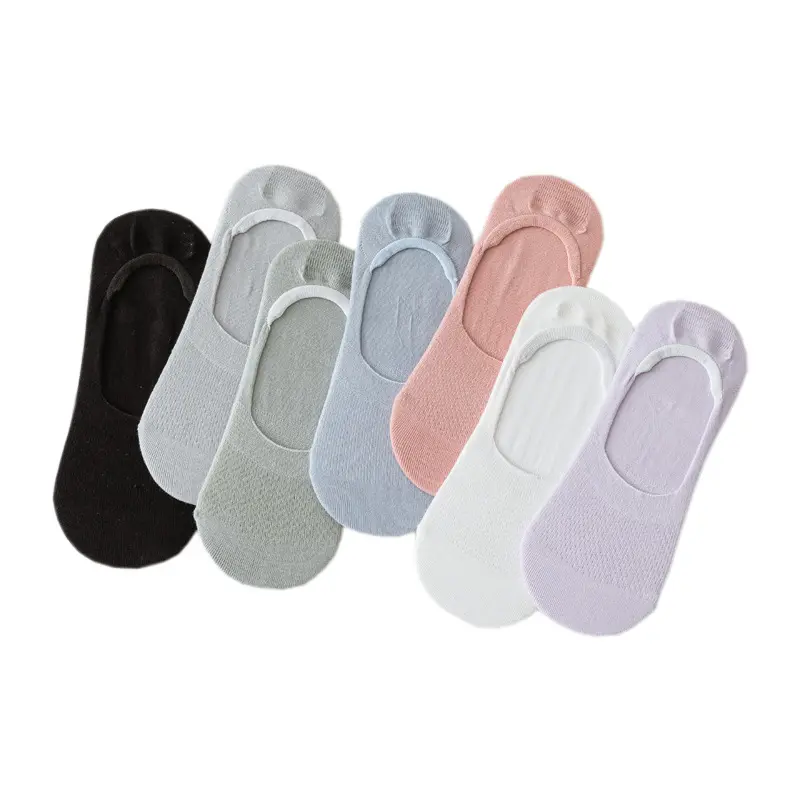 Trắng Đen Foot Low Cut Mỏng Mắt Cá Chân Phụ Nữ Vô Hình Thuyền Socks Ladies Bông Đi Rong Sock Cô Gái Không Hiển Thị Vớ Không Trượt