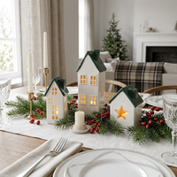 Figurine de maison nordique en céramique LED la plus vendue, décor lumineux de village, coffret cadeau, cadeau d'entreprise pour les fêtes de Noël