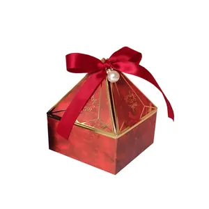 Caja de caramelos con gemas para boda, caja de regalo con cinta para embalaje de dulces, romántica, creativa, novedad