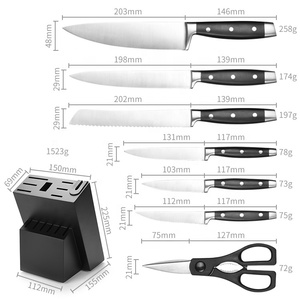 Ensemble <span class=keywords><strong>de</strong></span> couverts complets classiques <span class=keywords><strong>de</strong></span> 14 pièces, ensemble <span class=keywords><strong>de</strong></span> couteaux <span class=keywords><strong>de</strong></span> cuisine en acier inoxydable avec bloc <span class=keywords><strong>noir</strong></span> - Product Image 5