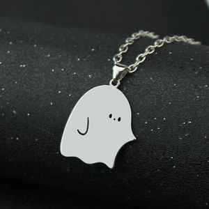 Dessin animé Couple fantôme étreinte pendentif collier avec lien chaîne bijoux de mode pour les femmes pour la saint-valentin exprimer l'amour - Product Image 3