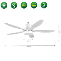 Ventilateur de plafond intelligent CE 30 pouces à 5 pales avec ampoule LED à intensité variable en continu, contrôle par application et télécommande, douille E27