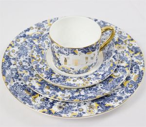 Promotion série D motif bleu et blanc tasse et soucoupe en céramique assiettes à Steak ménage porcelaine ensemble de vaisselle 4 pièces - Product Image 1