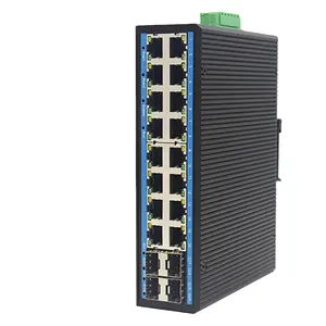 Interruptor Ethernet Industrial de fibra óptica, 16 puertos RJ45, 4 puertos SFP, carril Din, Gigabit, Vlan, montaje en pared gestionado, gran oferta