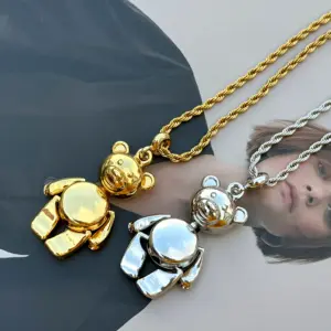 Baru Hiphop populer mode Beruang perhiasan berlapis emas halus beruang jimat kalung elegan Wanita Pria perhiasan pesta hadiah