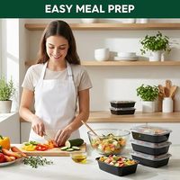 Contenants alimentaires rectangulaires jetables en PP de 750 ml sans BPA, boîtes de préparation de repas hermétiques, adaptées au congélateur pour la préparation des aliments
