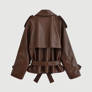 <span class=keywords><strong>Giacca</strong></span> Bomber <span class=keywords><strong>Oversize</strong></span> in Ecopelle da Donna 2026 con Cintura, Stile Semplice, Tendenza Moda - Product Image 2
