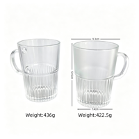 Tasses à café en verre côtelé transparent avec poignées, style vintage à rayures verticales, pour bière et thé, pour la maison, le bar, la restauration, la vaisselle de table