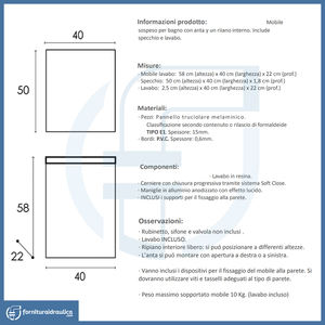 Armoire de salle de bain murale compacte Cody 58x40x22cm laquée blanche à assembler - Product Image 4