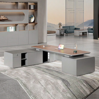 Ensemble de mobilier de bureau design moderne, bureau de direction et chaise, tables de bureau modulaires en bois en forme de L et ensemble de chaises