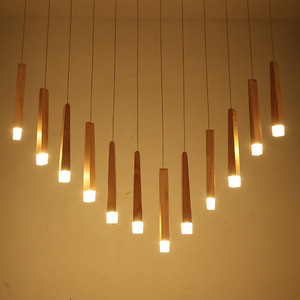 Nordic Style Wooden Pendant <b>Light</b> Led Multi Head Chandelier For <b>Dining</b> Room Bar Coffee Shop Hotel Lighting - Product Image 1