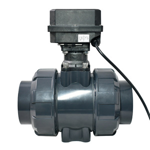 วาล์วบอลไฟฟ้า Tongheflow รุ่น A550 T 80 P2 8 วาล์วพลาสติก Upvc สำหรับสารเคมี ขนาด 1 นิ้ว แบบ True Union ทนกรดด่าง - Product Image 2