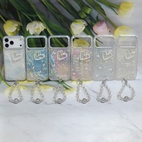 Casing HP Mewah Anti Benturan Motif Double Love untuk iPhone 11 12 13 14 15 16 Pro Max Plus, Casing Lucu dengan Tali Gelang