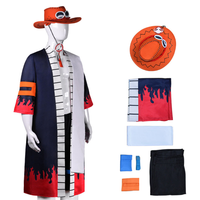 Costume de cosplay Kimono Flammes One Piece Portgas D. Ace, tenue d'anime japonais pour Halloween et Carnaval