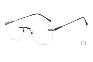 Monturas <span class=keywords><strong>de</strong></span> <span class=keywords><strong>Gafas</strong></span> Metálicas sin Aro para Hombre, Ligeras, para <span class=keywords><strong>Lectura</strong></span>, Montura Óptica Premium, Venta al Por Mayor - Product Image 3