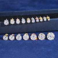 Boucles d'oreilles clous en moissanite VVS couleur D, argent sterling 925, taille ronde, solitaires à 4 griffes pour femme, taille 11 mm à 12 mm