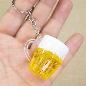 Porte-clés en forme de chope à bière, mini bol en acrylique simulé, accessoires de jeu alimentaire faits à la main, imprimés UV, transparents, mignons, pour la publicité - Product Image 6