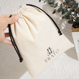 Kantong kosmetik perlengkapan mandi katun organik daur ulang logo kustom tas serut debu sepatu katun alami cetak - Product Image 3