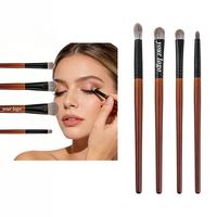 Pinceau de luxe en fourrure de renard des neiges, poils naturels, manche en bois, pour poudre, fond de teint, fard à joues, fard à paupières, kit de pinceaux de maquillage