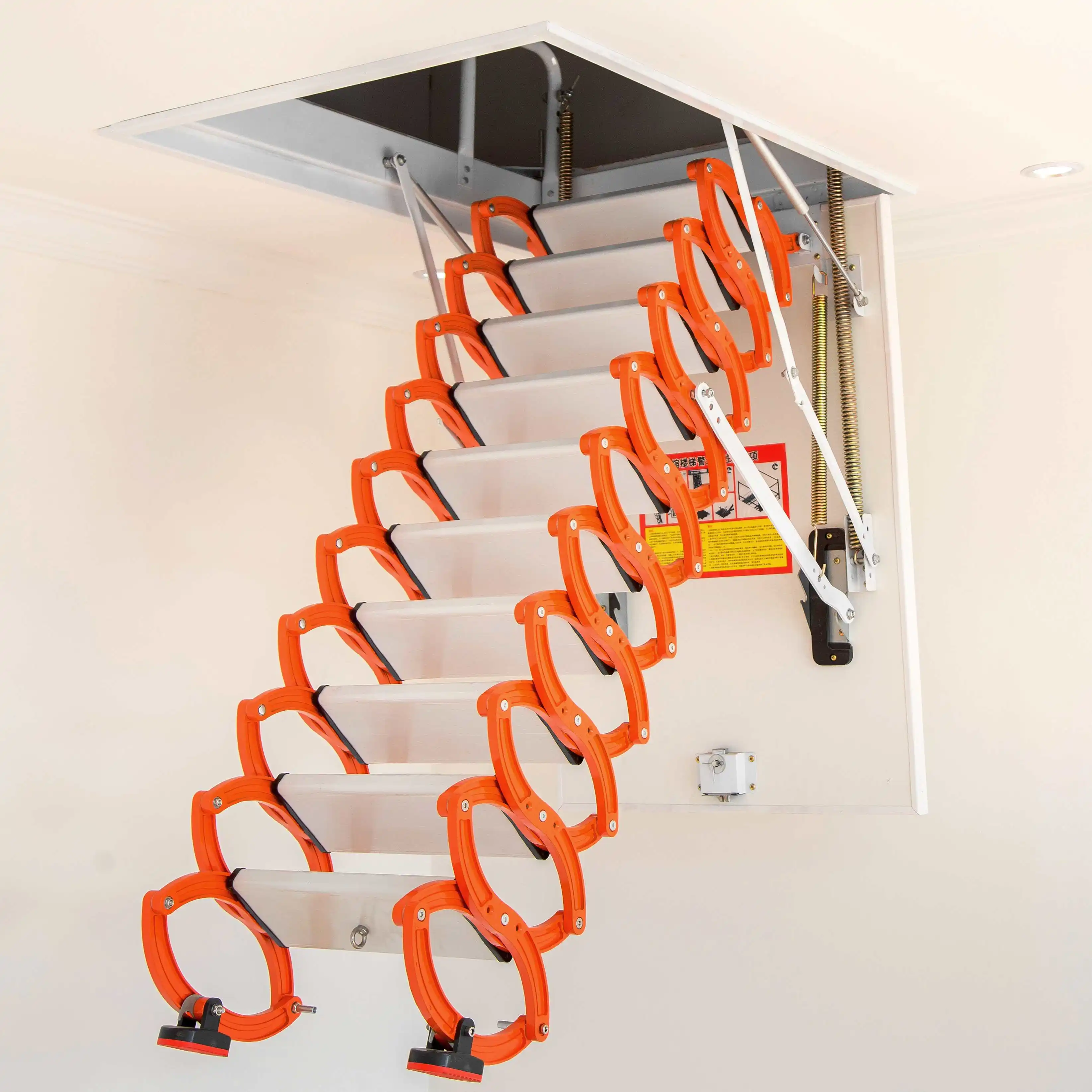 Plafond Gemonteerde Indoor Loft Ladder Handmatig Bediende Intrekbare Zolder Verlengtrap