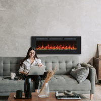 Luxstar Chauffage de cheminée électrique moderne de 60 pouces fixé au mur avec 13 couleurs de flamme réalistes pour la décoration intérieure de la maison