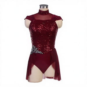 Robe de ballet pour femme adulte en maille extensible avec corsage à paillettes bordeaux, costume de danse lyrique, en stock 25091 Dance <span class=keywords><strong>Favourite</strong></span> - Product Image 2