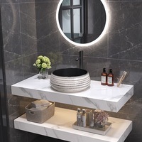 Luxe Maison-Style Marbre Dessus Simple Évier Vanité Moderne Smart Direct Fabricant Offre Spéciale 2025 pour Villas Salle De Bains Flottante