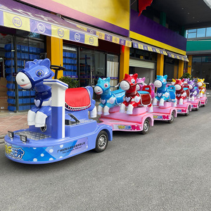 Trenino Elettrico <span class=keywords><strong>Colorato</strong></span> per Bambini, Stile Giostra a Cavallo, per Parchi Giochi Esterni e Parchi Divertimento, <span class=keywords><strong>Treno</strong></span> Elettrico Senza Binari per Giro Turistico - Product Image 4