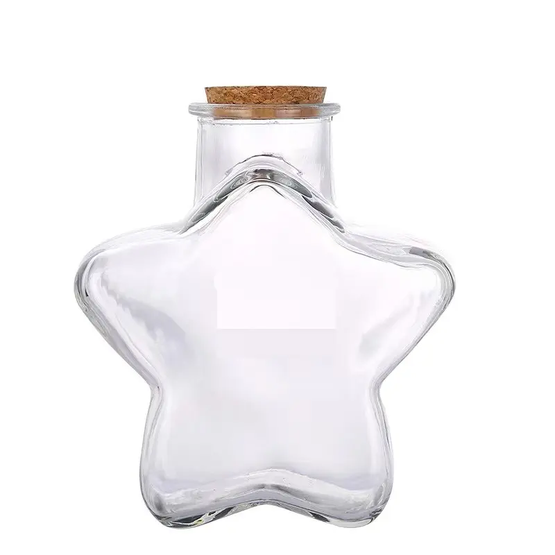コルク付きキャンディーガラス瓶50ml 10oz 500mlミニ収納ボトル星型