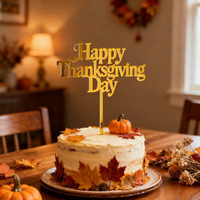 Hiasan Kue Akrilik Emas Thanksgiving Langsung dari Pabrik untuk Pesta dan Perayaan, Dekorasi Kue