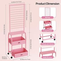 Support de présentation pour extensions capillaires en métal noir avec revêtement poudré, support mobile pour tresses, tiroir de rangement, pour salon de coiffure