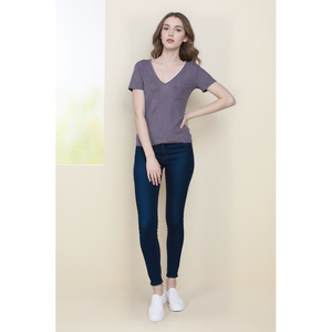 <span class=keywords><strong>Camiseta</strong></span> de Manga Corta con Cuello en V para Mujer, Diseño Cruzado en la <span class=keywords><strong>Espalda</strong></span>, Bolsillo Lateral, Ajuste Relajado, Transpirable, Informal, para Uso Diario - Product Image 4