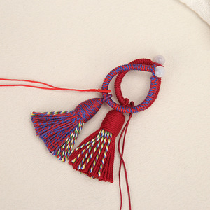 Porte-clés en coton avec pompon de 5 cm, fait main, style chinois, pendentif décoratif pour porte-clés, sacs, ornements de maison - Product Image 2