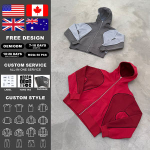 Veste à capuche zippée unisexe KingSen personnalisée, bicolore, en molleton 100% coton, col haut, pour homme et femme, hiver - Product Image 2