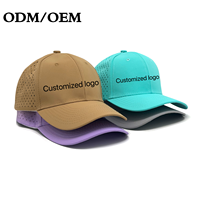 Casquette de golf et de baseball en polyester tissé 100 % fabriquée en usine, 6 panneaux, couleur unie, avec doublure en maille perforée au laser imperméable