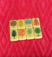 Ubin Mahjong Amerika Premium Ivory Four Seasons 160Pcs dengan Karya Seni Lukisan Tangan untuk Pertemuan Keluarga dan Koleksi Permainan