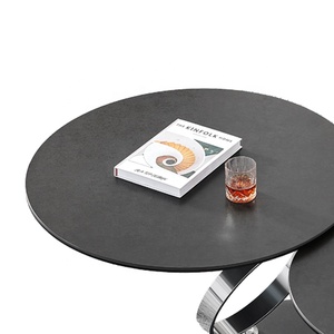 طاولة قهوة سيراميك مستديرة فاخرة بسيطة خفيفة الجانب عدد قليل من خزائن التلفزيون مزيج من طاولة قهوة صغيرة لغرفة المعيشة - Product Image 3