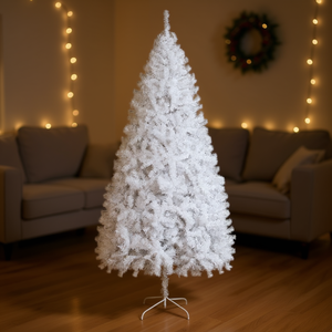 Sapin de Noël blanc artificiel de 7 pieds, décoration festive d'intérieur, base en fer, arbre sur pied - Product Image 2