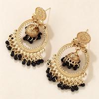Anting-anting Jhumka India Antik Berlapis Emas, Anting-anting Gantung Bulat, Anting-anting Bohemian dengan Mutiara dan Rumbai untuk Wanita