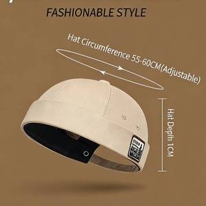 Cappello Docker Vintage Beige in Poliestere Unisex Casual Streetwear Traspirante con Ricamo in Tessuto e Design con Lettere - Product Image 2