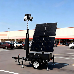 Remorque <span class=keywords><strong>de</strong></span> vidéosurveillance mobile couleur personnalisée avec attelage US, mât <span class=keywords><strong>de</strong></span> 6 m et deux panneaux solaires <span class=keywords><strong>de</strong></span> 450 W pour <span class=keywords><strong>la</strong></span> sécurité des zones <span class=keywords><strong>de</strong></span> stationnement - Product Image 1