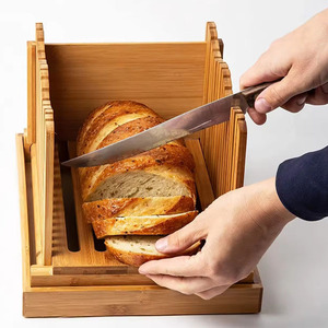 Zhongshuo Bamboo Bread Slicer Mold With <b>Storage</b> <b>Tray</b> For Easy Slicing And Crumb Collection <b>Baking</b> Tool - Product Image 1
