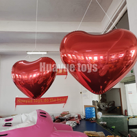 Ballon gonflable en forme de coeur de miroir de boules de miroir pour le centre commercial de publicité de partie de décoration de vacances de Noël