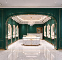 Aménagement de boutique de bijoux haut de gamme, comptoir d'exposition en verre sur mesure, design de décoration intérieure pour boutique de bijoux de détail