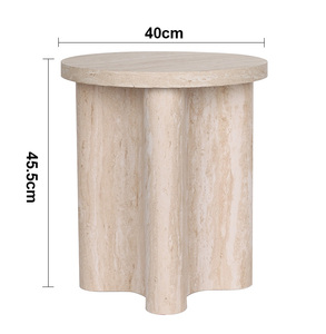 Table d'appoint moderne en travertin poli, table basse ronde en bois <span class=keywords><strong>de</strong></span> lait d'avoine pour chambre à coucher, pour la maison et l'appartement - Product Image 4