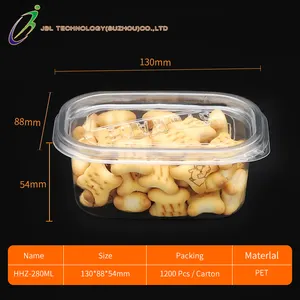 Venta al por mayor transparente PET contenedor de alimentos rectángulo desechable para llevar plástico fruta ensalada caja de embalaje para dulces pastelería