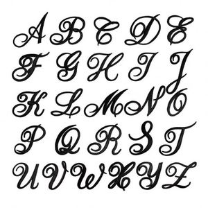 Patchs brodés thermocollants noirs en lettres anglaises cursives majuscules pour la décoration de chapeaux, sacs et livres - Product Image 1