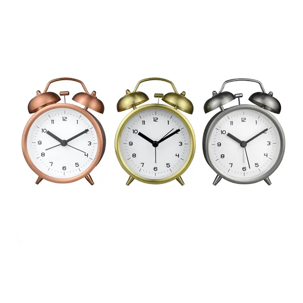 Raymons hot selling custom modern vintage clock retro metal twin bell small alarm clock for bedroom