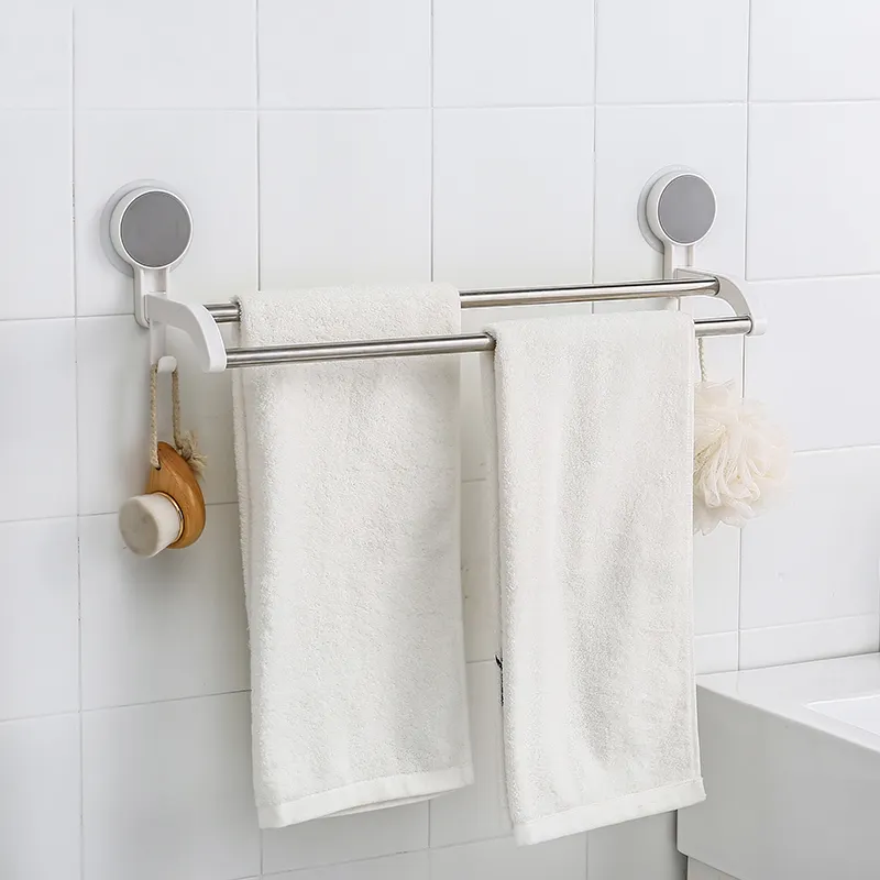 En gros Salle De Bains En Acier Inoxydable Double Finition Porte-Serviettes Porte-Serviettes Salle De Bain Ventouse Porte-Serviettes